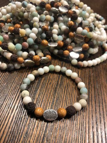 Amazonite & Bethlehem Olive Wood Bracelet