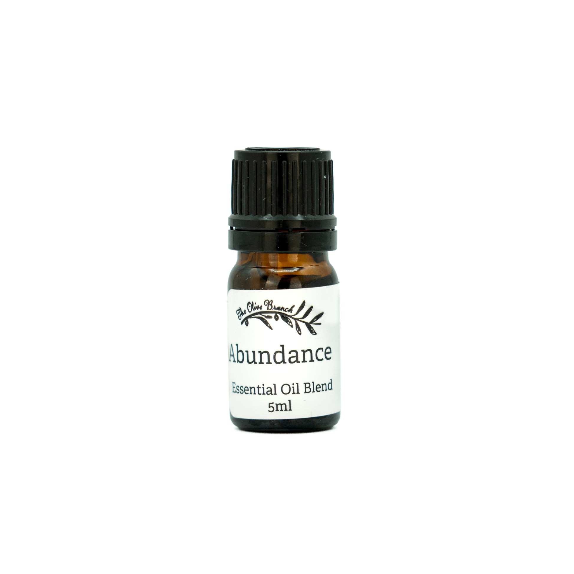 Abundance aromatherapy oil blend on a white background