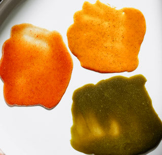 Three swatches of Botanical Infused Honey by the 'Olive Branch'.