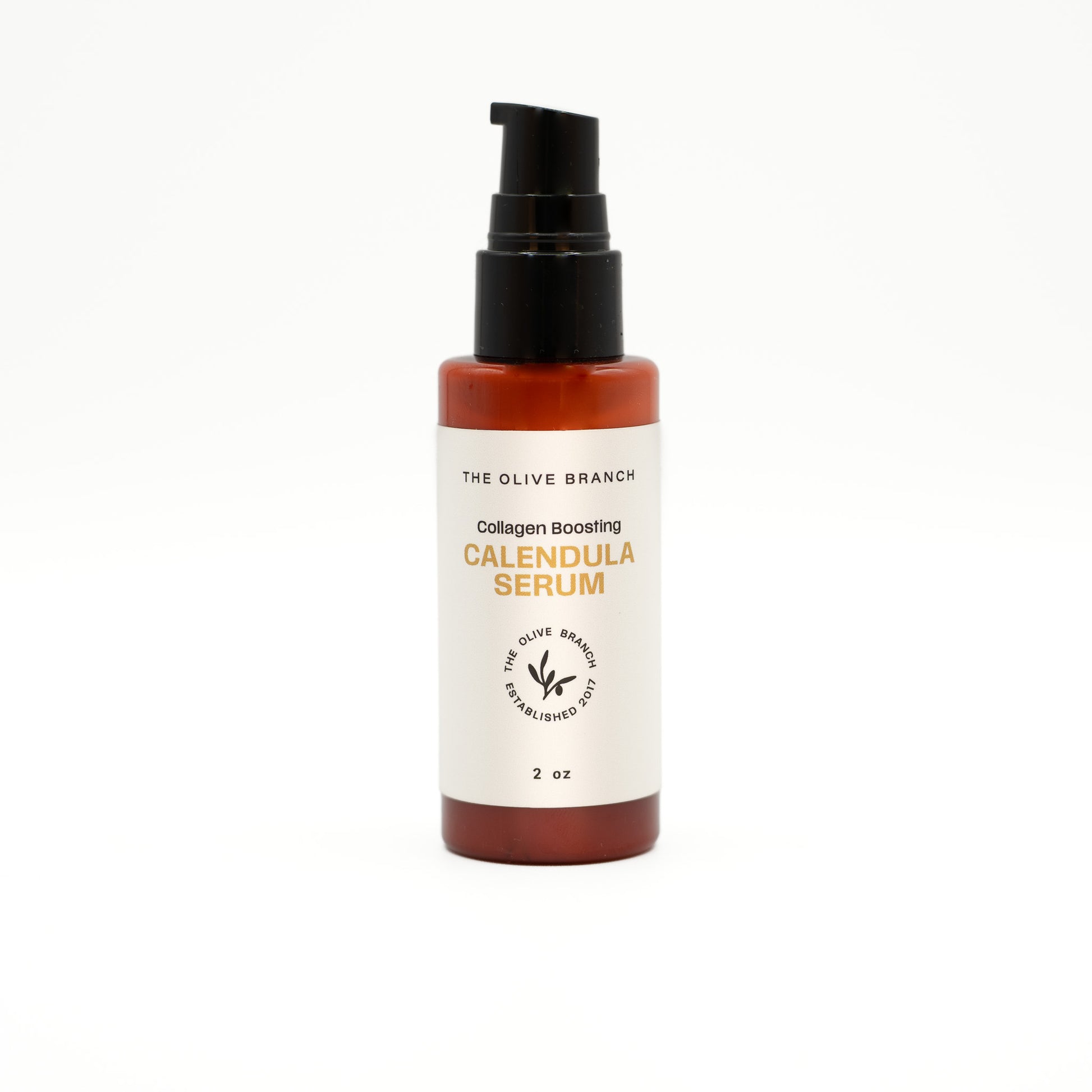 Bottle of The Olive Branch Calendula Serum on a white background