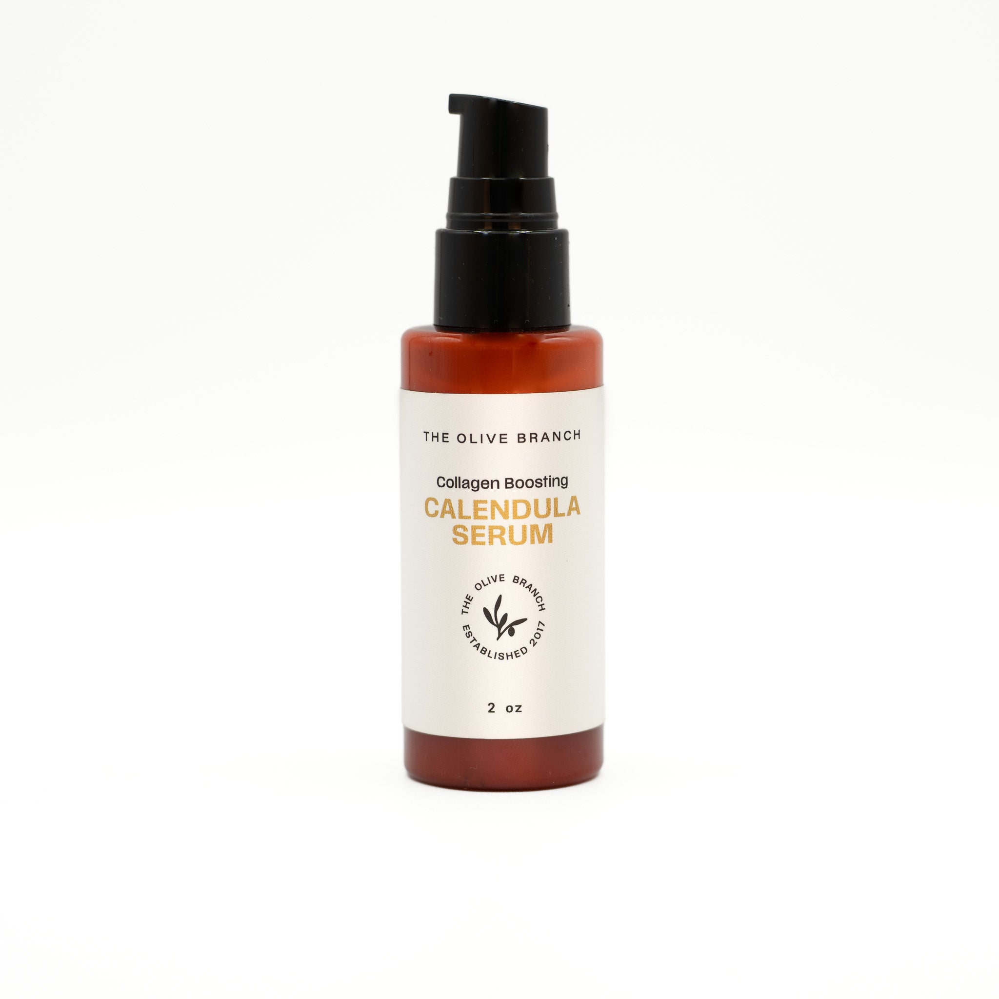 Bottle of The Olive Branch Calendula Serum on a white background