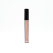 Lip gloss with black cap on a white background