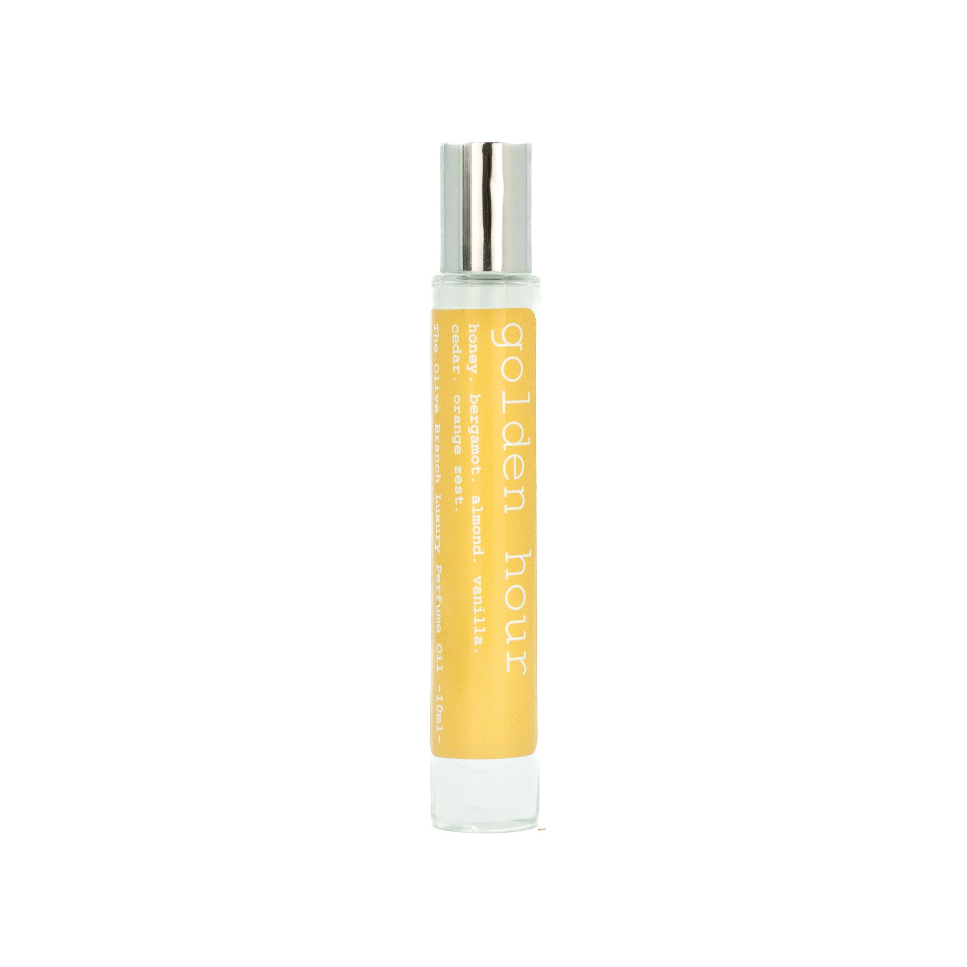 Luxury Perfume oil 'golden hour' on a white background