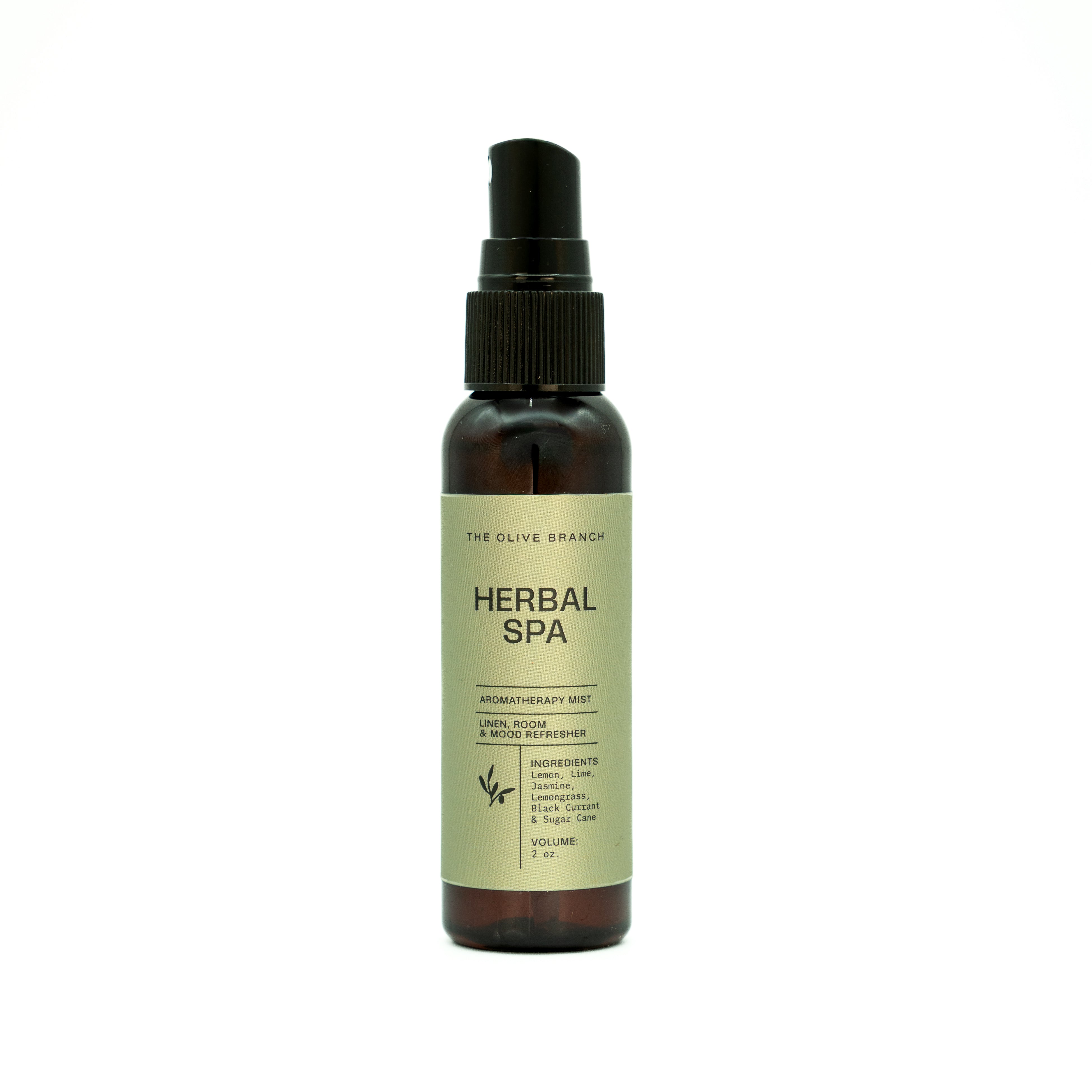 Herbal Spa aromatherapy mist bottle on a white background 