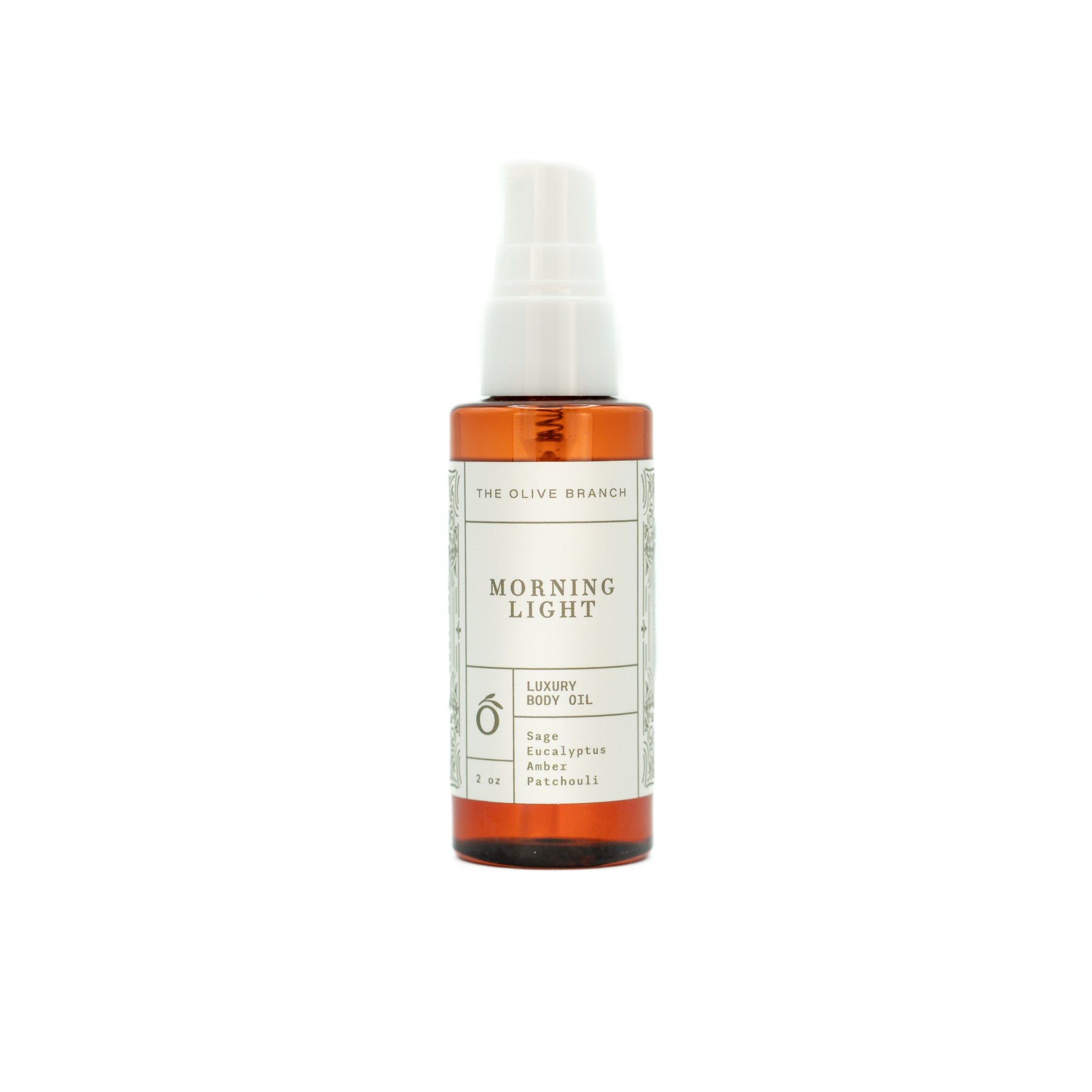 Morning Light Luxury Body Oil for the 'Olive Branch' on a white background.