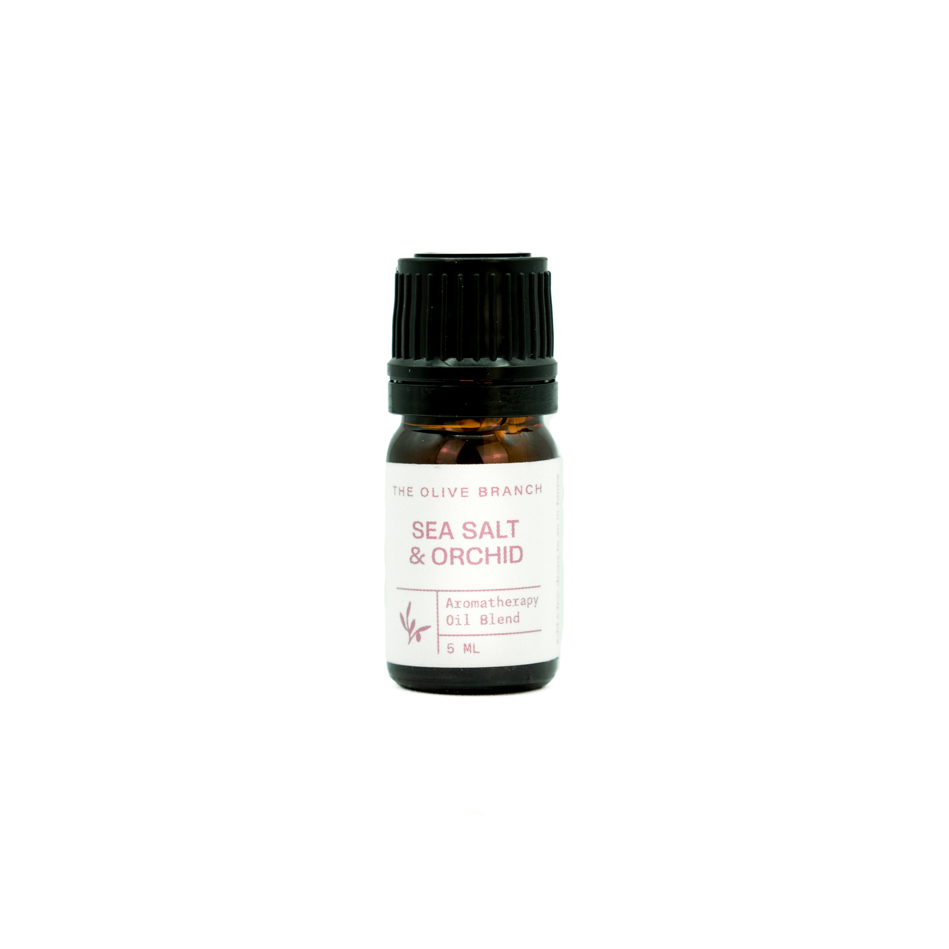 Sea Salt and Orchid Aromatherapy Oil Blend on a white background.