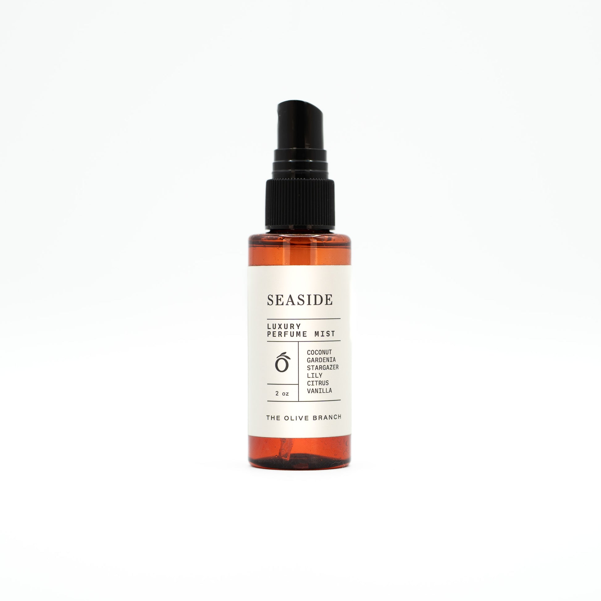 Seaside luxury perfume mist bottle on a white background